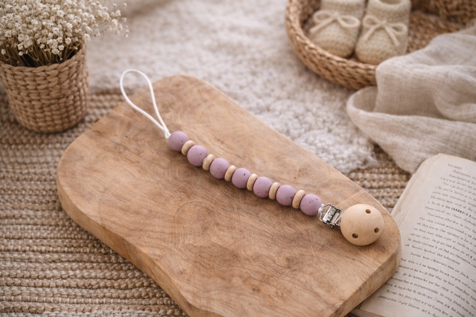 Speenkoord | Lila met spikkels