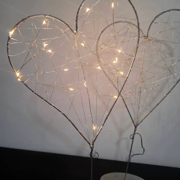 Heart Shaped Fairy Lighting - Silver Stand