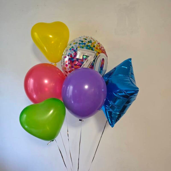 AGE with HEARTS, STAR and BALLOONs Helium filled