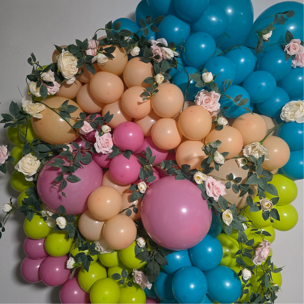Half Balloon and Flower Wall