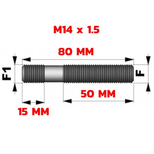 F1: M14X1,50 X F: M14X1,50LENGTE:80MM