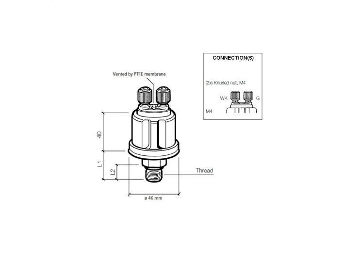 VDO DRUKSENSOR  M10 X 1 DUBBELPOLIG