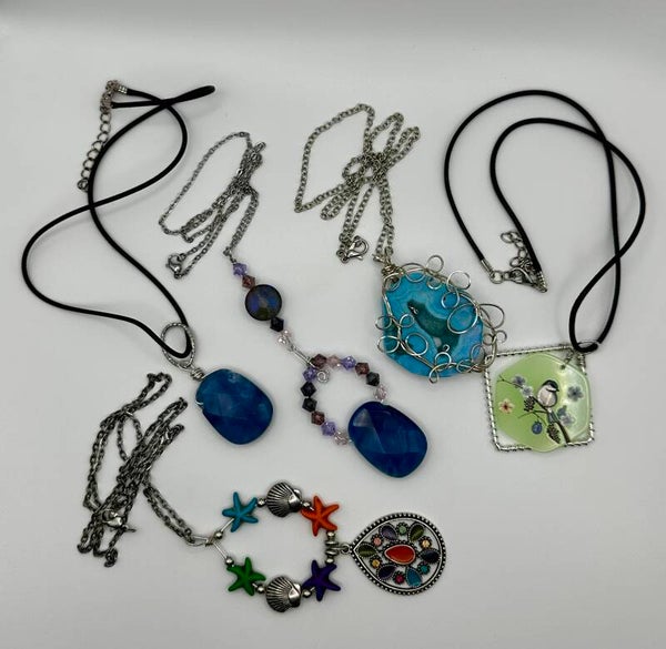 Examples of Handcrafted silver necklaces