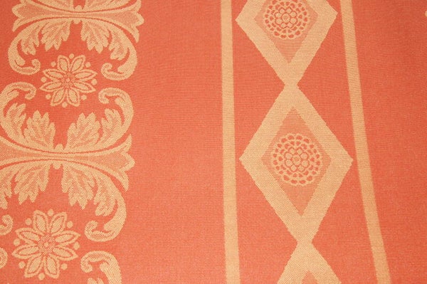 Coupon tissu ameublement  coton damassé "arabesques et losanges  " orange