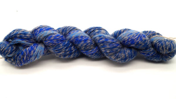 Laine Mérinos Bleu Chiné filé main Dégradé
