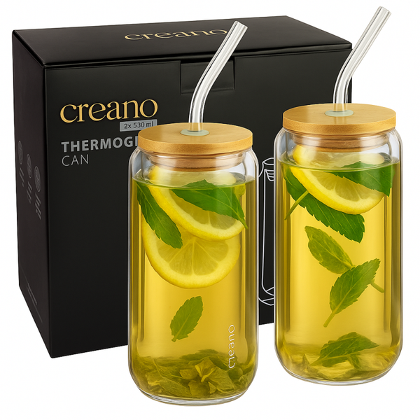 Creano doppelglasiges Teeglas mit Strohhalm (2x)