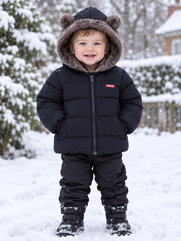 Navy colour winter thickend unisex solid jacket for baby