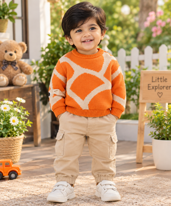 Cartoon Jacquard Sweater, 100% cotton
