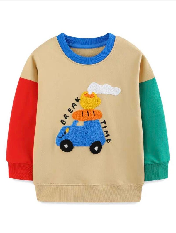 Boys color Block Crew Neck, Sweatshirt