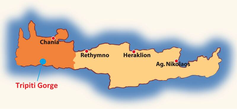 Location of Tripiti Gorge in Crete