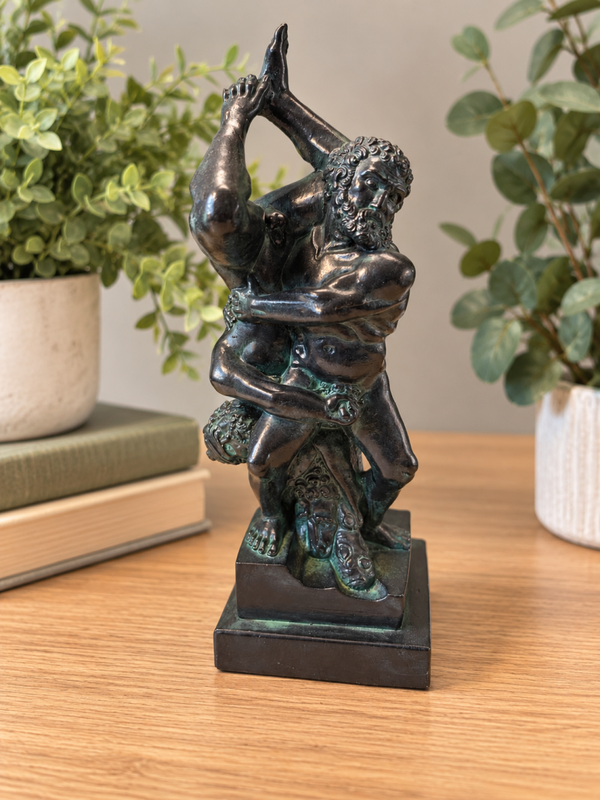 Hercules & Antaeus Greek Mythology Sculpture – Verdigris Finish