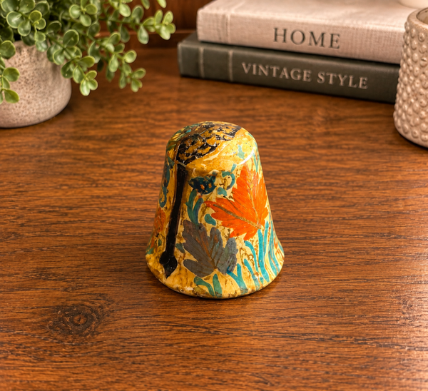 Decorative Collectible Thimble with Colorful Fall Leaves – Autumn Design