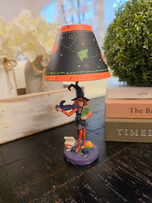 Vintage Joann Spooky Hollow Witch Crafty Halloween Witch Candle Holder with Shade