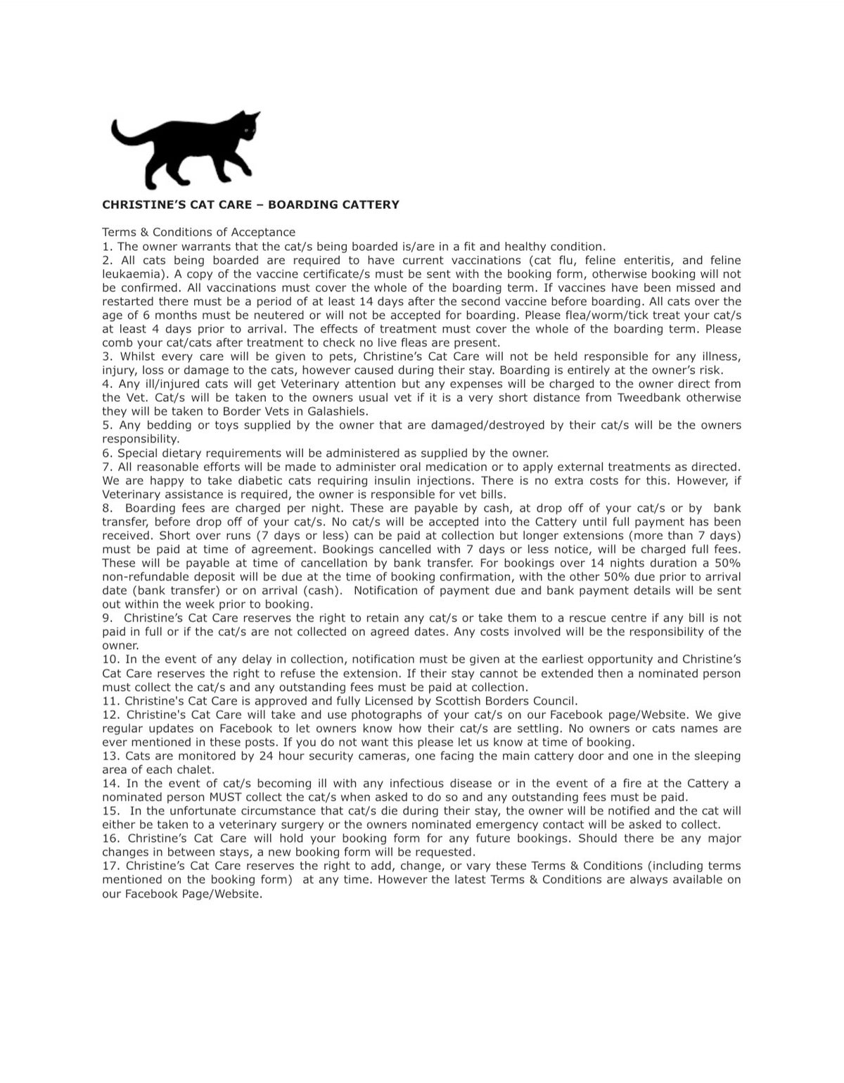 Terms and Conditions | Christine's Cat Care