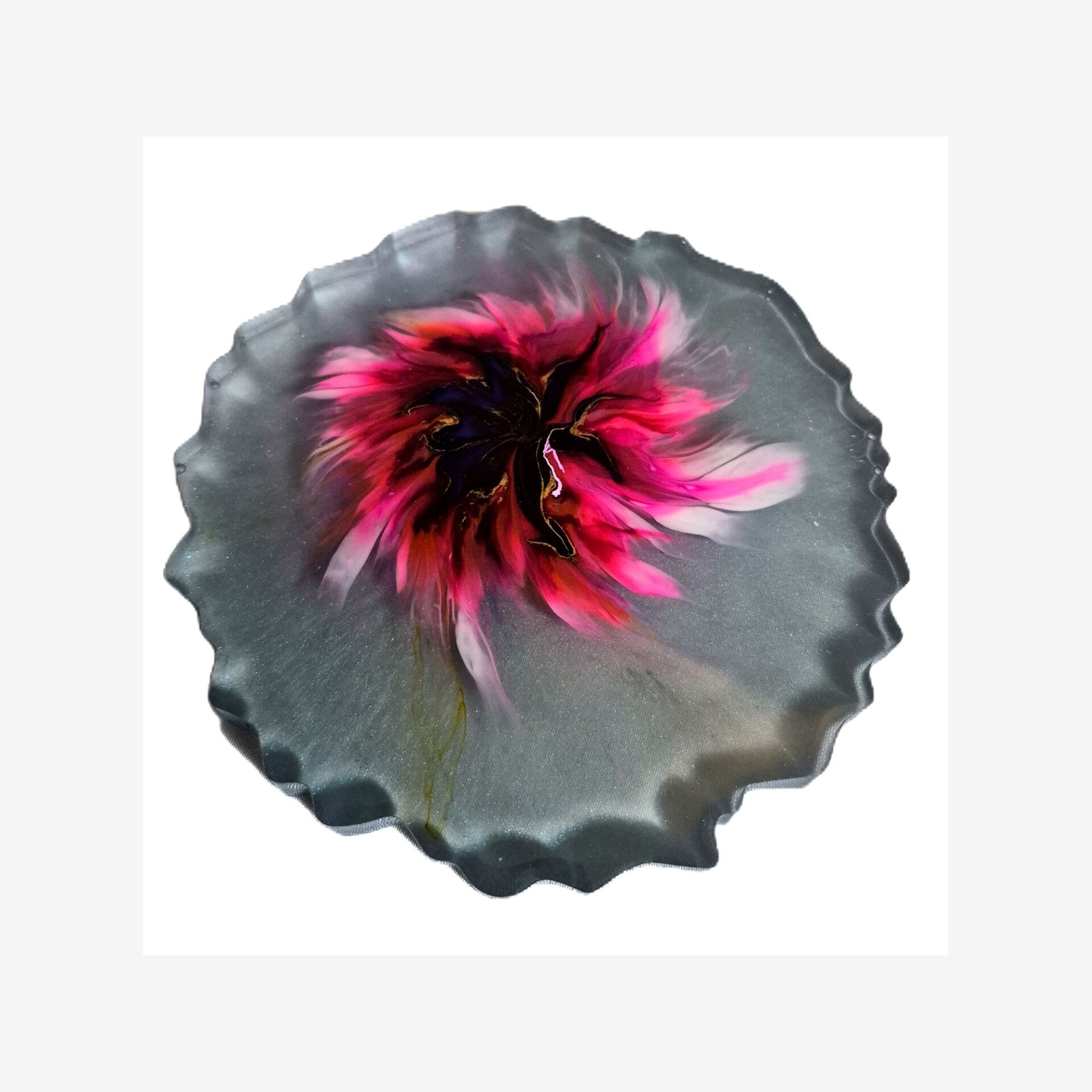 Black & Crimson Bloom Resin Tray