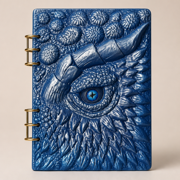 Blue Dragon Eye Resin Notebook | Fantasy Journal with Hand-Poured Cover | Mythical Writing Notebook | Unique Gift | Refillable Journal