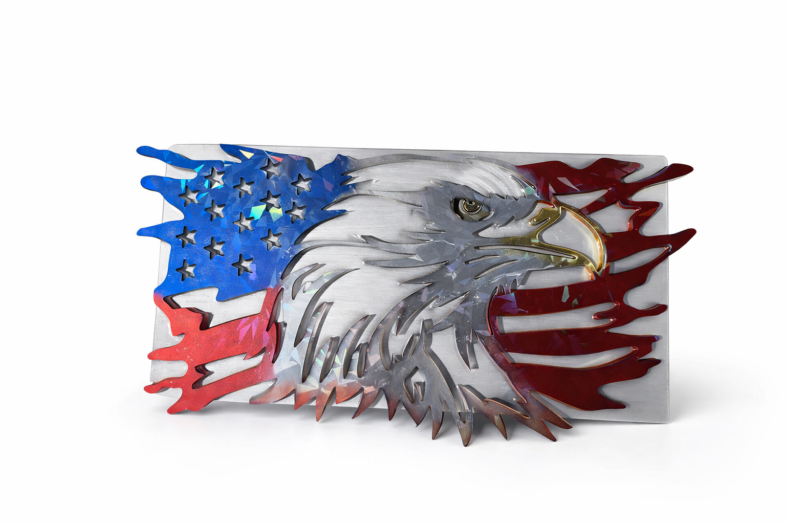 Handmade American Flag Bald Eagle Wall Art – Patriotic Resin Decor – Fourth of July / Veteran Gift