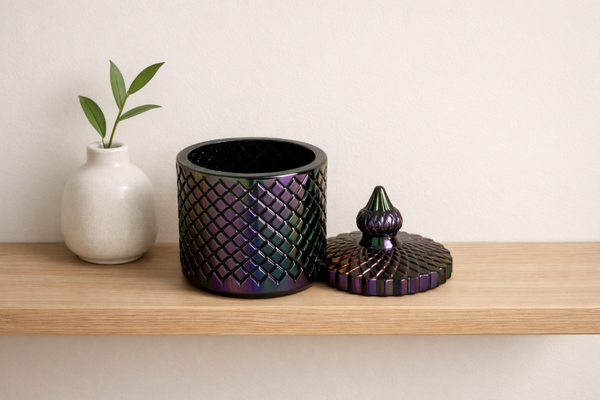 Iridescent Resin Storage Jar with Lid