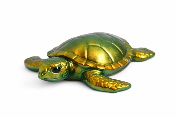 Green & Gold Turtle Resin Figurine | Hand-Poured Decorative Turtle | Nature-Inspired Home Decor | Sea Turtle Gift | Shelf Accent