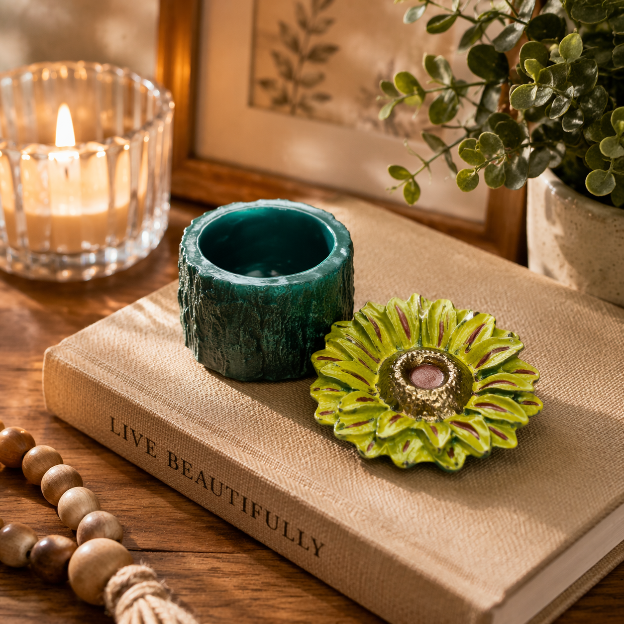✨ Handmade Sunflower Resin Jar with Lid
