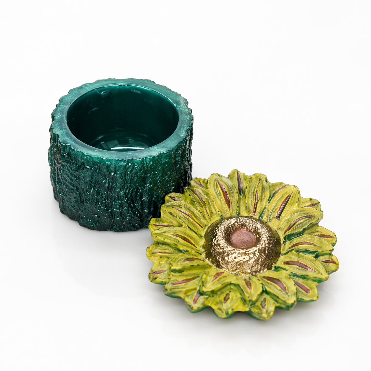 ✨ Handmade Sunflower Resin Jar with Lid