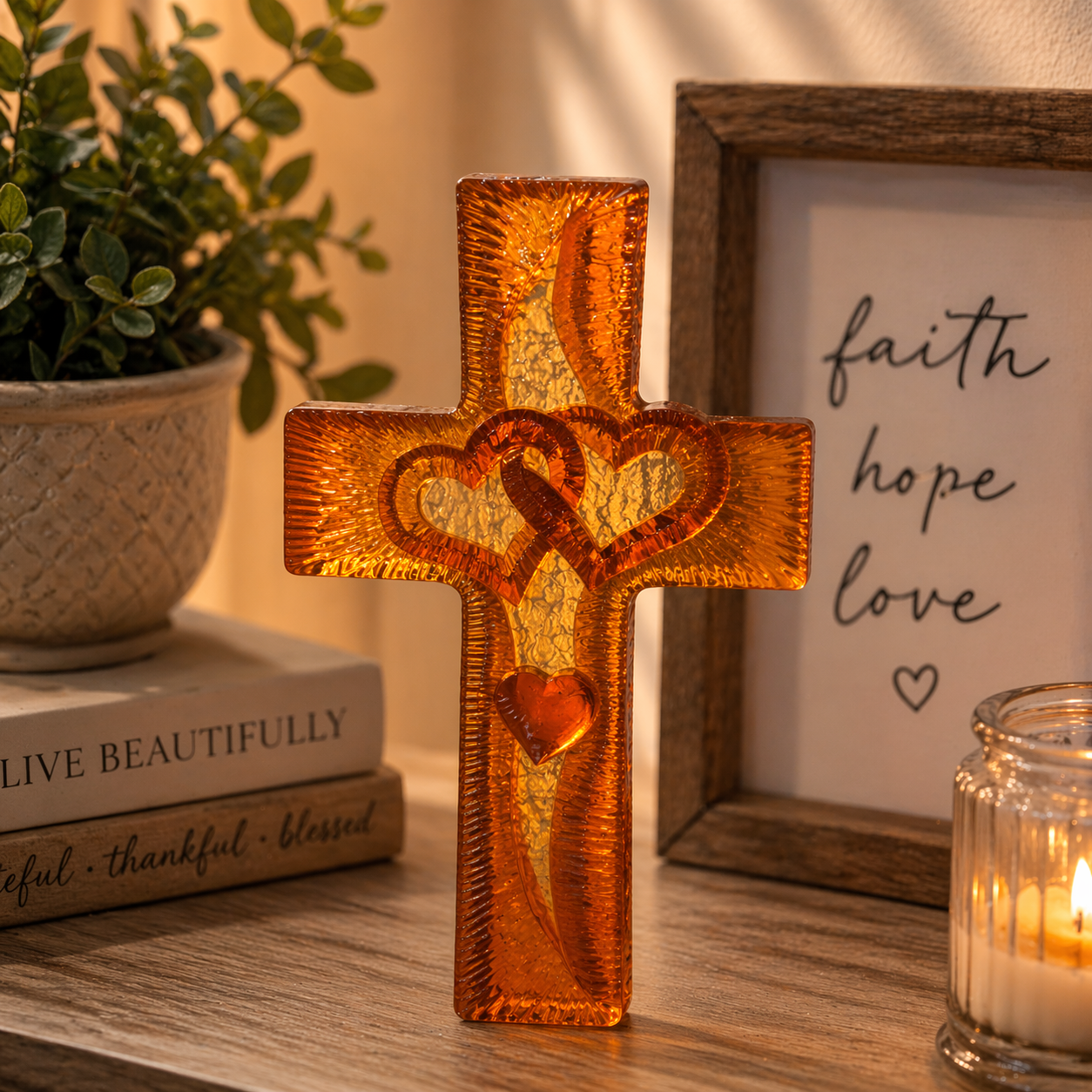 Resin Heart Cross