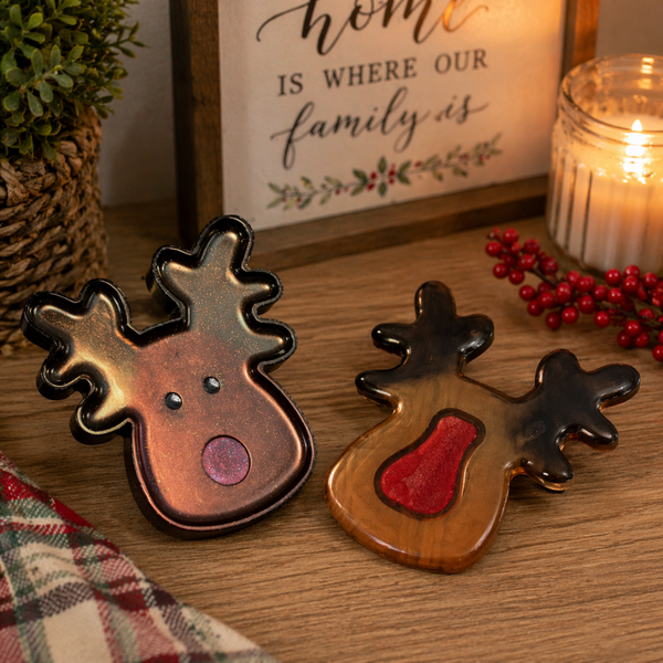 Handmade Reindeer Resin Tray & Holder Set – Christmas Decor – Holiday Snack Tray & Organizer