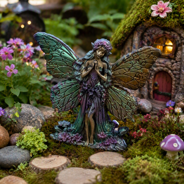Guardian Forest Fairy Decorative Piece | Enchanted Fairy Garden Accent | Hand-Poured Resin Fairy | Fantasy Decor | Unique Gift