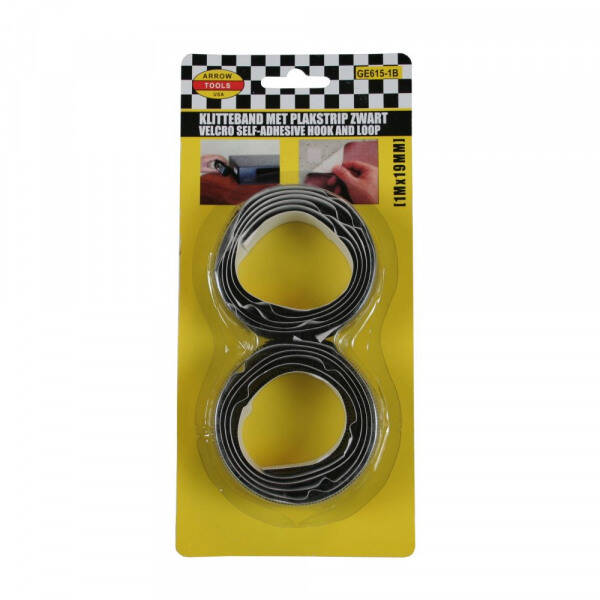 Zelfklevend Klittenband - Zwart - 1M x 19MM