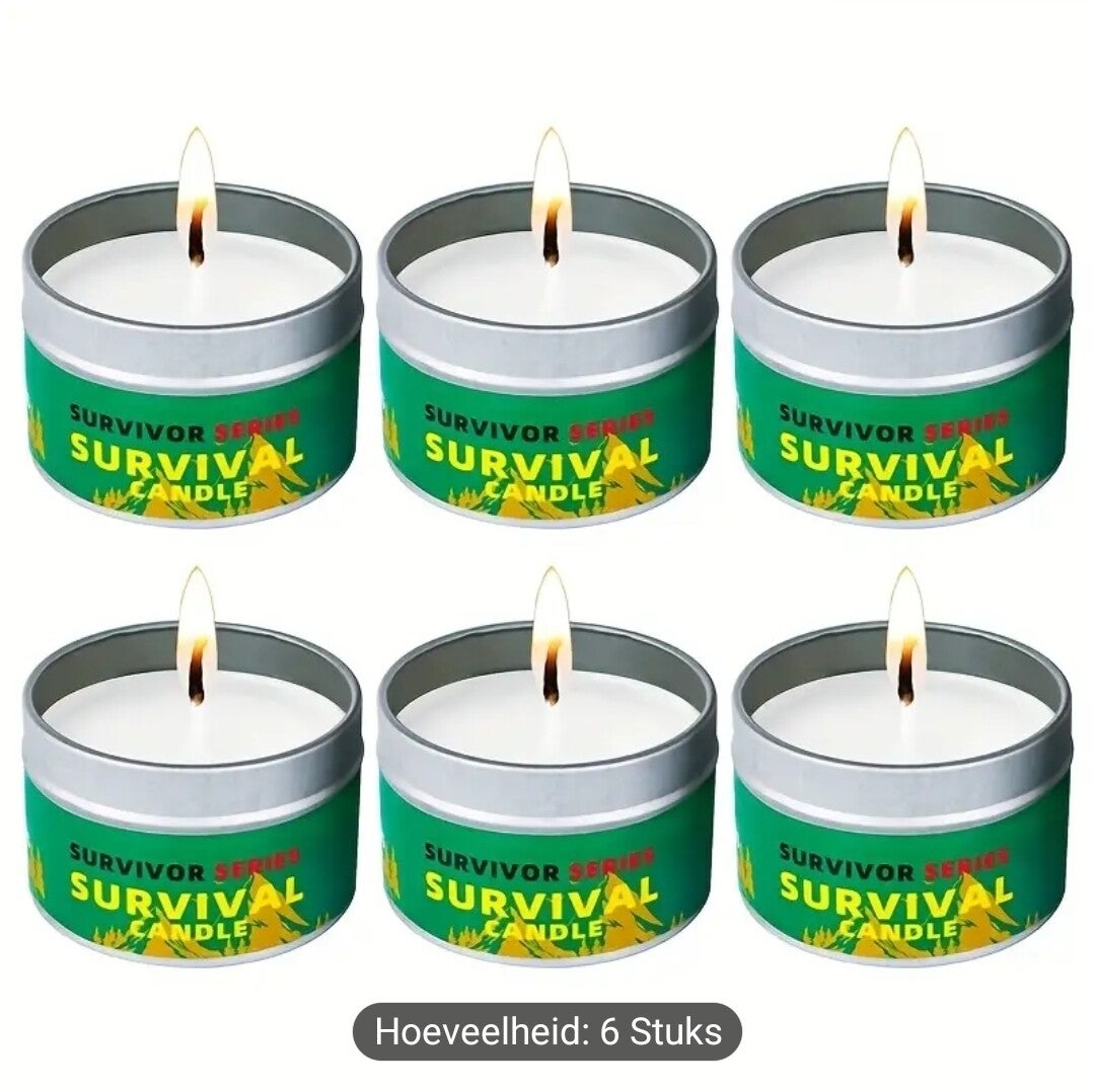 Pakket van 6 Noodkaarsen – 144 Uur Brandtijd (6×4 cm)