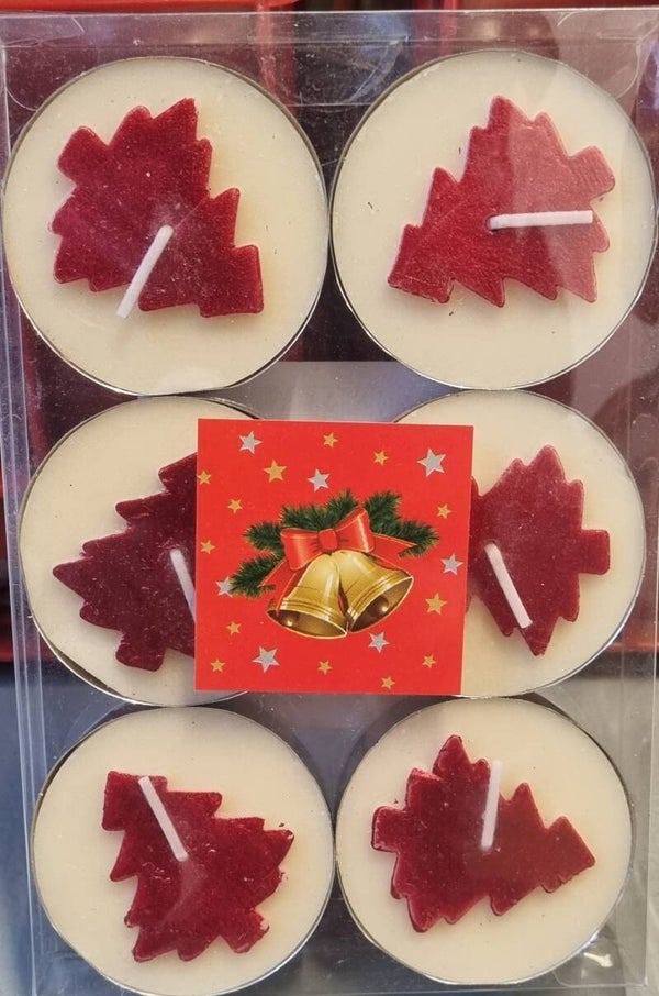 Jumbo Theelichten - Wit & Rood - Kerst Theelichten 6 stuks