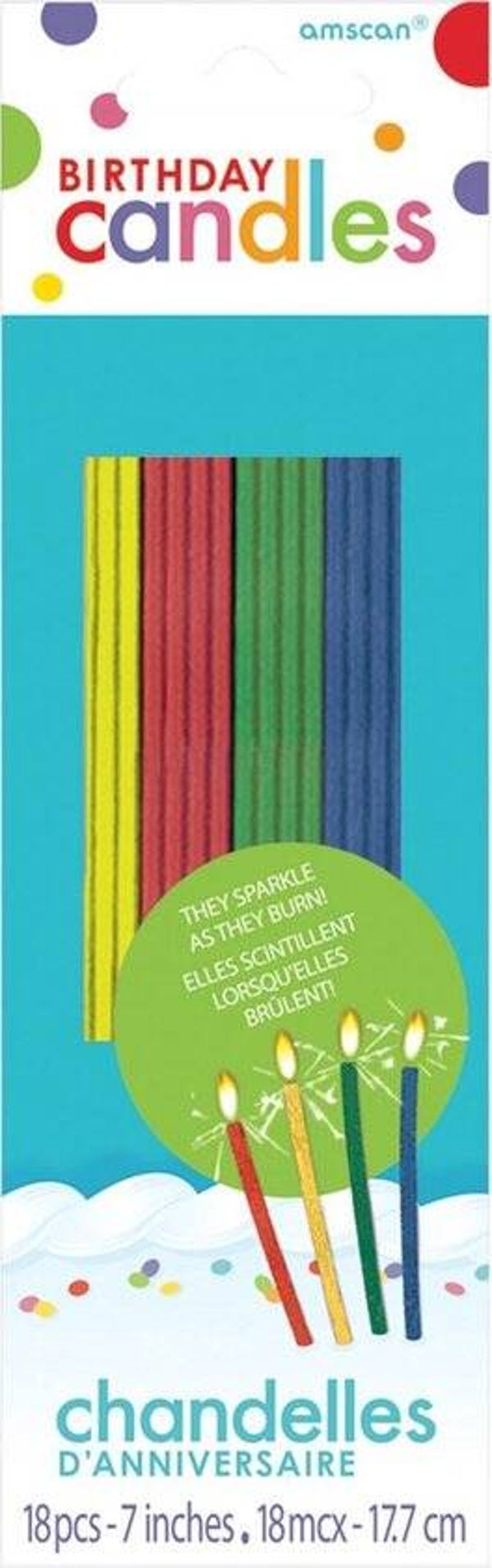 Amscan Verjaardagskaarsjes Multicolor 17,7 Cm 18 Stuks