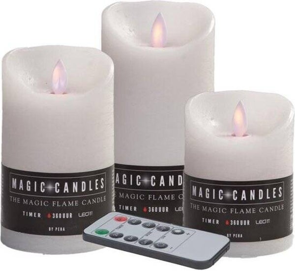 Kaarsen set 3 witte LED stompkaarsen met afstandsbediening - Woondecoratie - LED kaarsen - Elektrische kaarsen