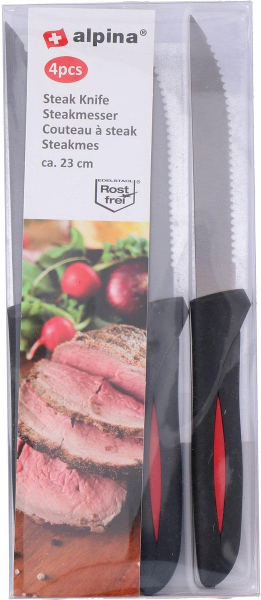Steakmessen 4 stuks - Keuken - messenset - Mes - Alpina - Vaatwasserbestendig