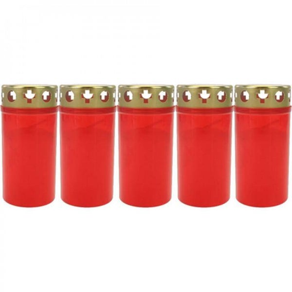 Grafkaarsen | Grafkaars rood 5-pack | 50 Branduren | 12,5 cm | Herdenkingskaars | Apostellicht