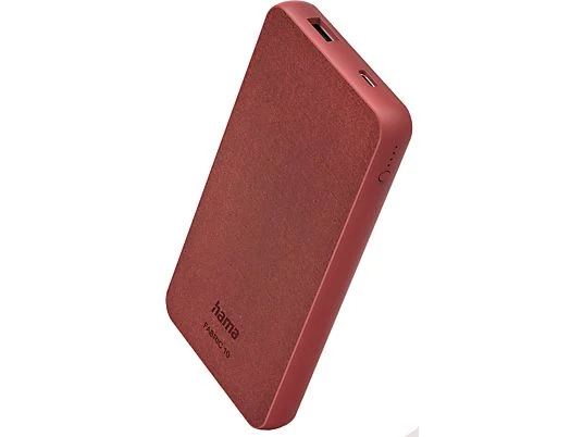 Hama Power Pack Fabric 10 10000mAh 2 Uitgangen: USB-C USB-A Chili Red