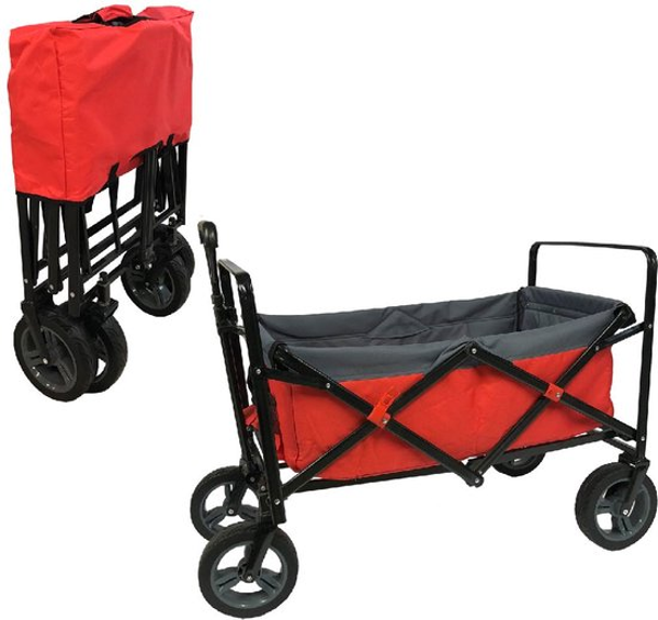 Outdoor Opvouwbare Bolderwagen Rood/Grijs/Zwart