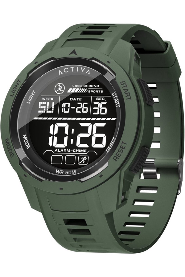 Activa Digital ACW8105-001 Heren Horloge - Waterdicht - Digitaal - Quartz Uurwerk - Plastic met zwarte Wijzerplaat - 45mm