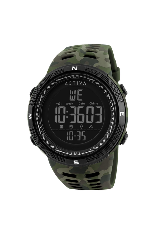 Activa Digital ACW1915MC-001 Herenhorloge - Quartz Uurwerk - Plastic met Zwarte Wijzerplaat - 50 mm