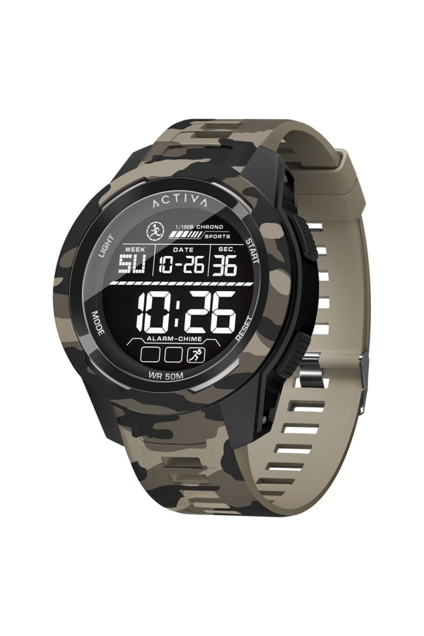 Activa Digital ACW8105MC-003 Herenhorloge - Quartz Uurwerk - Plastic met Zwarte Wijzerplaat - 45 mm