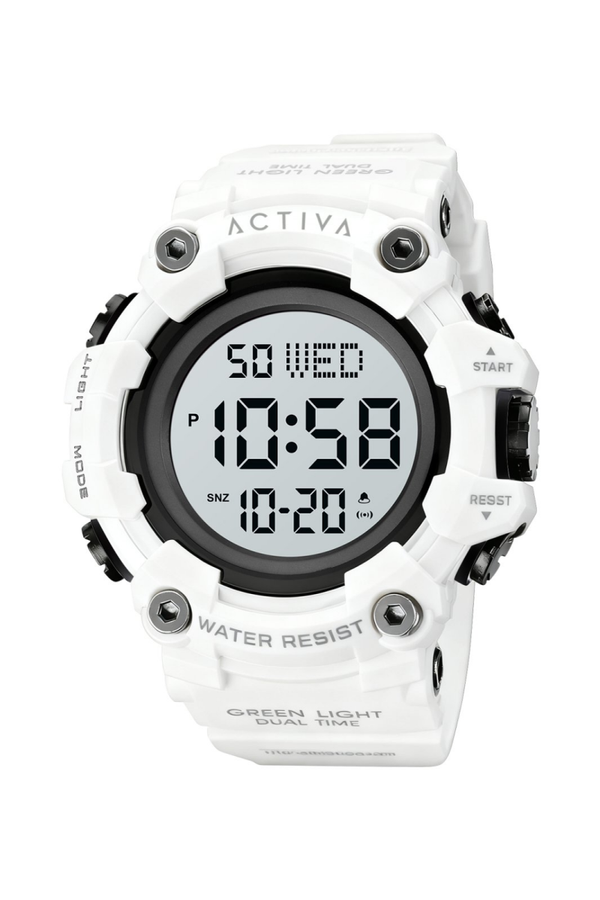 Activa DIGITAL ESSENTIALS ACW1968-004 Herenhorloge - Quartz Uurwerk - Plastic met Witte Wijzerplaat - 53 mm