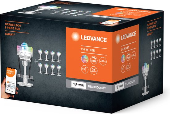 LEDVANCE Slim tuinarmatuur LED: voor grond, SMART+ GARDEN DOT MULTICOLOR / 2,5- W, 22-…24- V, stralingshoek: 33, RGB, body materiaal: polycarbonate (pc), IP65
