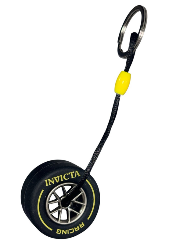 Invicta Racing F1 Rubber Medium Tire Yellow Striped Keyring/Keychain (IG0346)