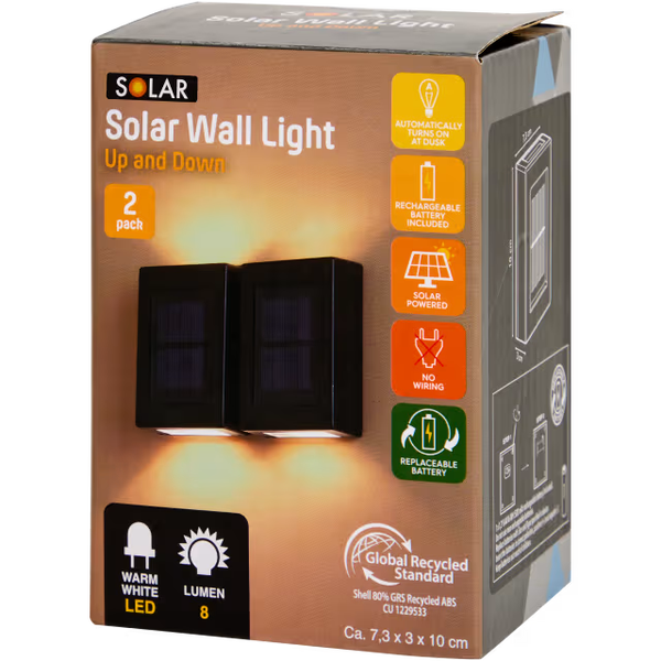 Solar Up & Down muurlampen 2 stuks