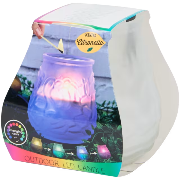 Citronella kaars met led Ø 8,5 x 10 cm