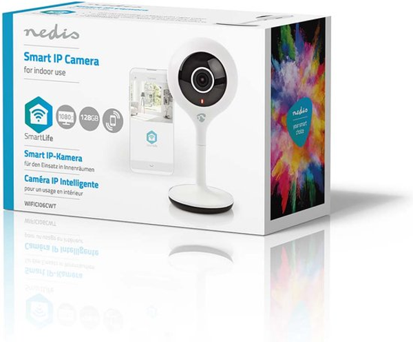 Nedis SmartLife Camera voor Binnen - Wi-Fi - Full HD 1080p - Cloud Opslag (optioneel) / microSD (niet inbegrepen) - Met bewegingssensor - Nachtzicht - Wit