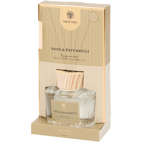 Treewick Geurverspreider 200ml – Luxe Geuren in Diverse Variaties: Vetiver & Verbena, Santal & Bloom, Wood & Cashmere, Sage & Patchouli