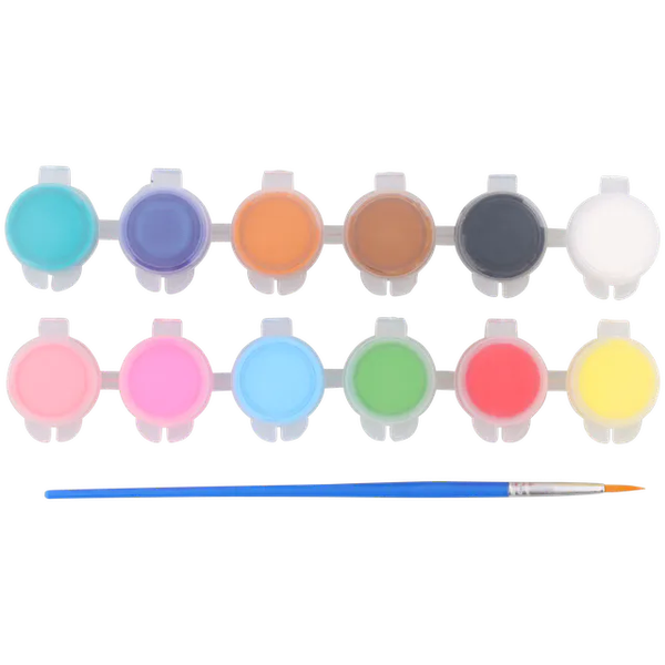 Acrylverf met penseel 12 x 6 ml
