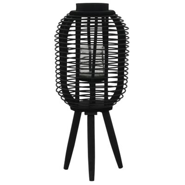 Lantaarnhouder vrijstaand bamboe zwart
