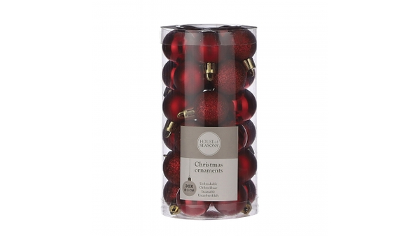 House of Seasons Kerstballen Onbreekbaar 3 cm 30 Stuks Rood